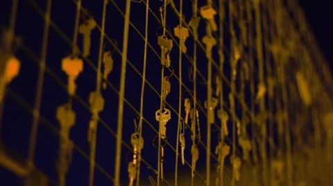 Lots of Keys on a Fence Stock Footage 1094250