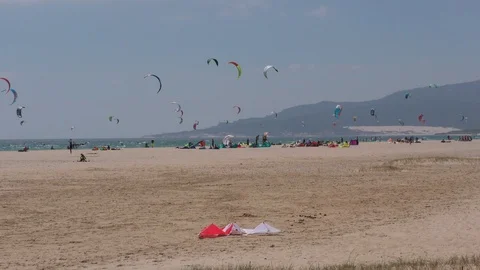 Lots Of Kites On A Beach Stock Footage 107609680