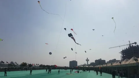 Lots of kites in the sky Stock Footage 167848331