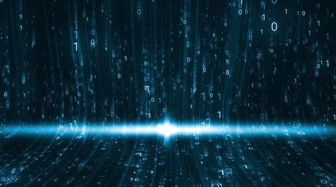 Lots of Matrix Binary Code Random Number Falling Slide on the floor Light fla Stock Illustration