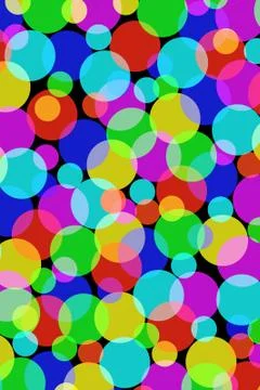 Lots of multicolored overlapping circles background illustration. Ilustración de archivo