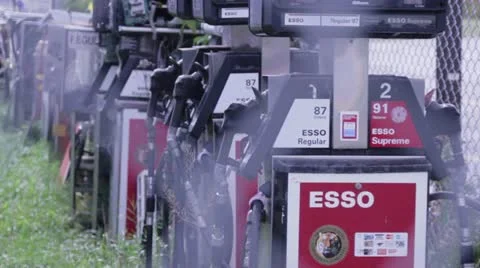 Lots of Old Gas Pumps Stock Footage 10816108
