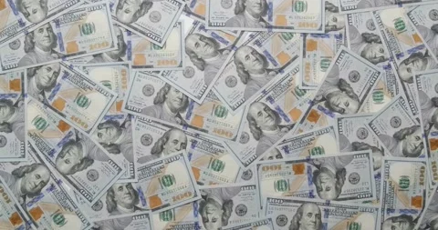Lots of one hundred dollar banknotes on background Stock Footage 130348200