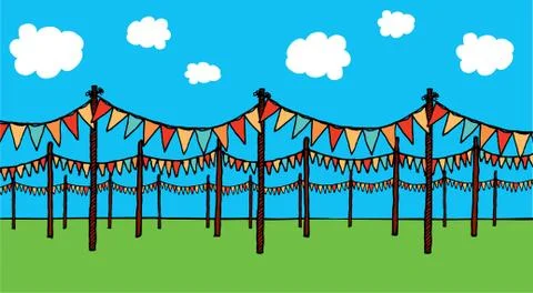 Lots of pennants background Illustrazione stock
