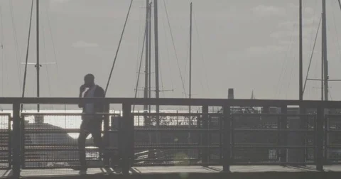 Lots of people in the harbour Stock Footage 78028371