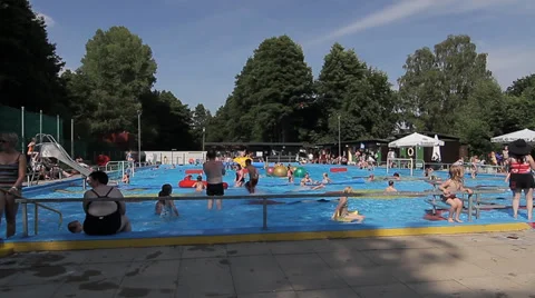 Lots of people at the swimming pool Stock Footage 36760287