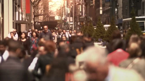 Lots of people walking on  a crowded sidewalk in Manhattan. New York, USA. Stock Footage 44358037
