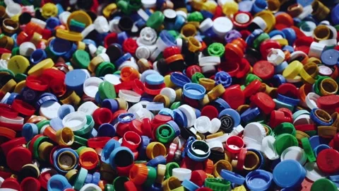 Lots of plastic bottle caps Stock Footage 157253678
