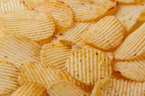 Lots of potato chips, texture Foto stock