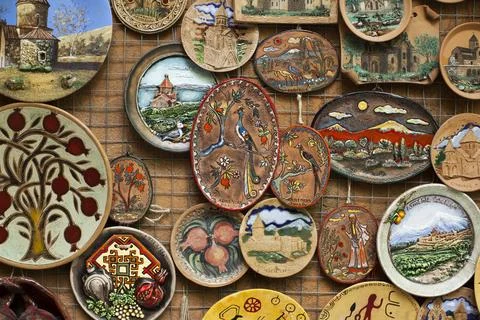 Lots of pottery at the fair Fotos de archivo