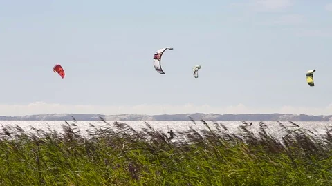 Lots Of Power Kites In The Sky Stock Footage 81204132