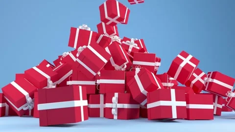 Lots of presents falling from the sky Stock Footage 274637781