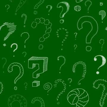 Lots of question marks on green board, seamless pattern Stock Illustration