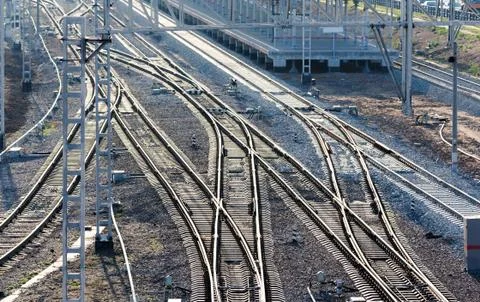 Lots of railway junctions Stock Photos