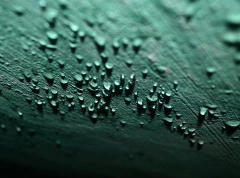 Lots of rain drops stuck to the wall of turquoise Stock Photos