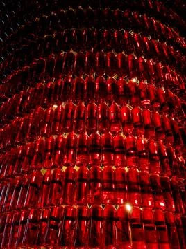 Lots of red bottles. Stock Photos