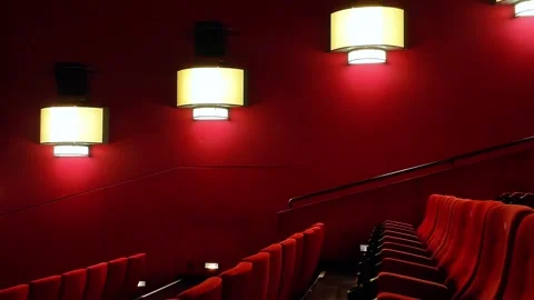 Lots of red chairs in the theater Stock Footage 337257258