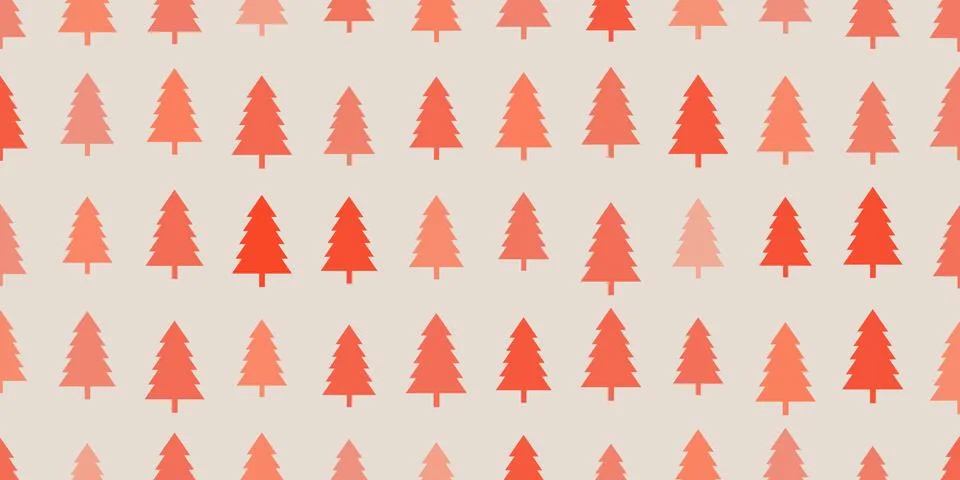 Lots of Red Pine Trees on Beige Background Texture - Vector Design 库存插图