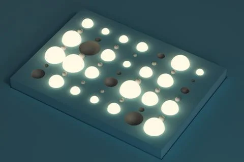 Lots of repeating spheres and wall, 3d rendering. Stock Illustration