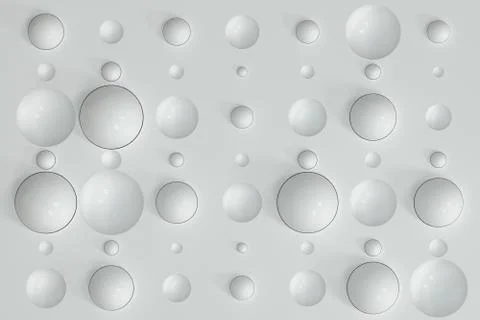 Lots of repeating spheres and wall, 3d rendering. Stock-Illustration