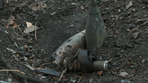 Lots of Russian shells lying in a Ukrainian city Видео 200787574