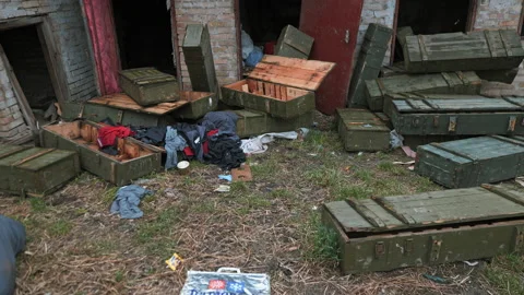 Lots of Russian shells lying in a Ukrainian city 動画素材 200915444