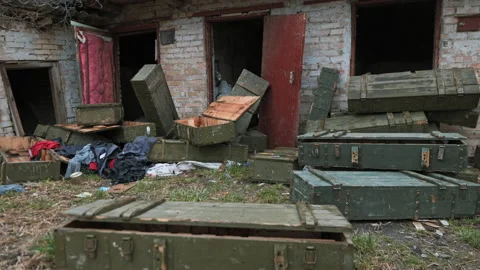 Lots of Russian shells lying in a Ukrainian city 動画素材 200915521