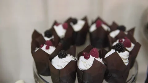 Lots of sweet cakes on the buffet table Video stock 148157688