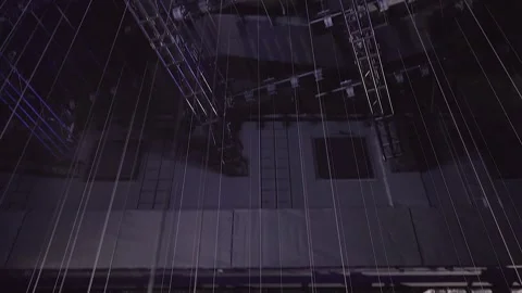 Lots of Theater Battens Going Up to the Ceiling Simultaneously. Stock Footage 302761730