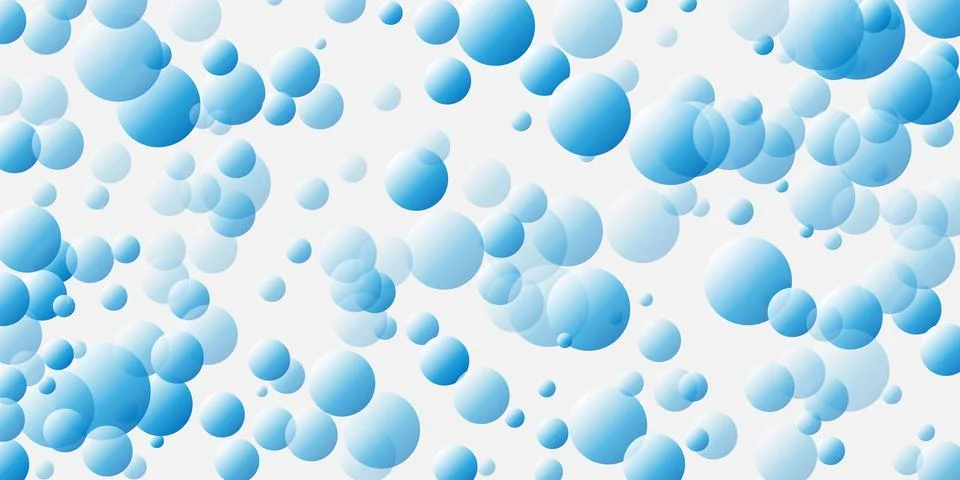Lots of Transparent Light Blue Bubbles, Spheres - Abstract 3D Vector Illust.. Stock Illustration
