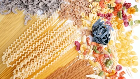 Lots of various shapes of pasta Stock Footage 149261003