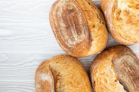 Lots of wheat bread top view Stock Photos