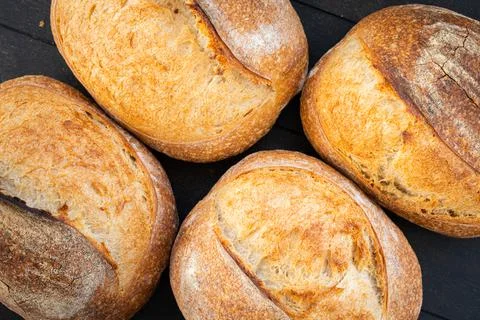 Lots of wheat bread top view Stock Photos