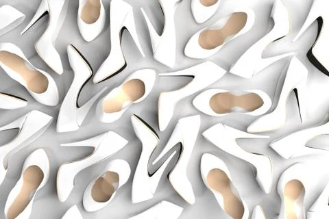 Lots of White Shoes, Computer Render Stock Illustration