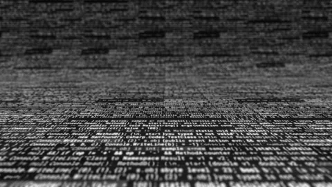 Lots of white text on black background. Animation. Endless white text of program 库存影片 157137948