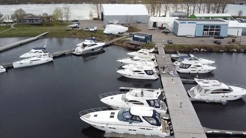 Lots of yachts in the marina Stock Footage 129366944