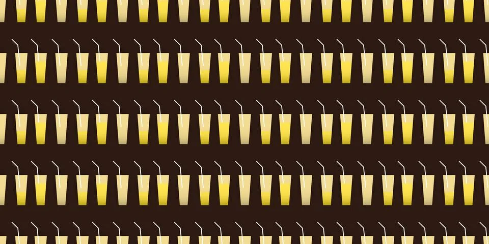 Lots of Yellow Coctail Glasses Pattern - Summer Background Stock Illustration