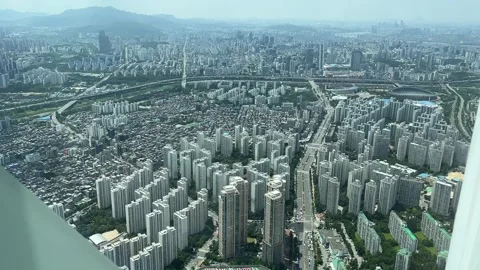 Lotte Sky tower skyline view in Seoul South Korea Stock Footage 242163484