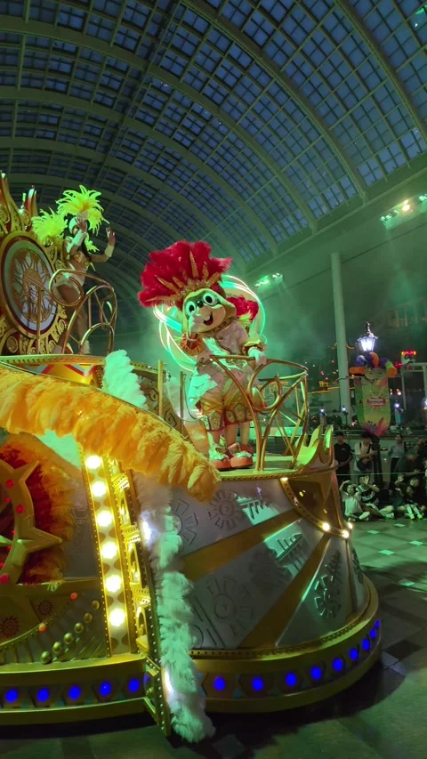 Lotte World Mascot Waves from a Float during the Rio Samba Parade Stock Footage 311516263
