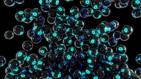 Lottery balls falling, random glowing binary numbers Stock Footage 118366682