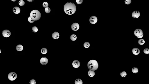 Lottery balls with numbers on black background - loop, 4K, alpha channel Stock Footage 75802424