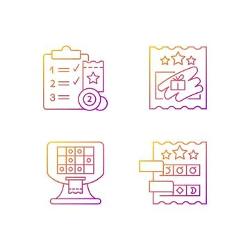 Lottery conduction gradient linear vector icons set Stock Illustration