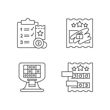 Lottery conduction linear icons set Stockillustratie