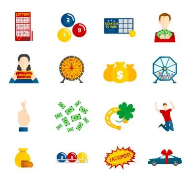 Lottery Icon Flat Set イラスト素材