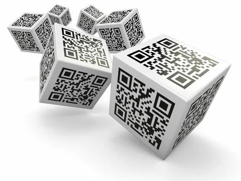 Lottery. Qr code cubes as dice. 3d Lottery. Qr code cubes as dice. 3d Copy... Stock-Fotos