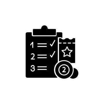 Lottery session program black glyph icon Stock Illustration