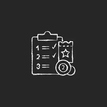 Lottery session program chalk white icon on dark background 스톡 일러스트