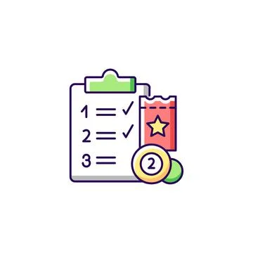 Lottery session program RGB color icon Stock Illustration