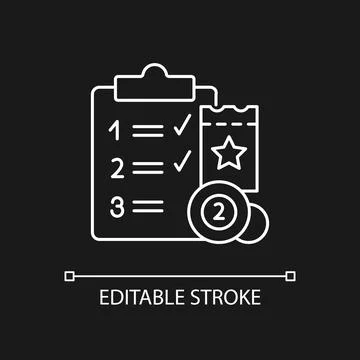 Lottery session program white linear icon for dark theme Stock Illustration