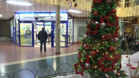 A LOTTERY STORE IN CHRISTMAS Stock Footage 166732137